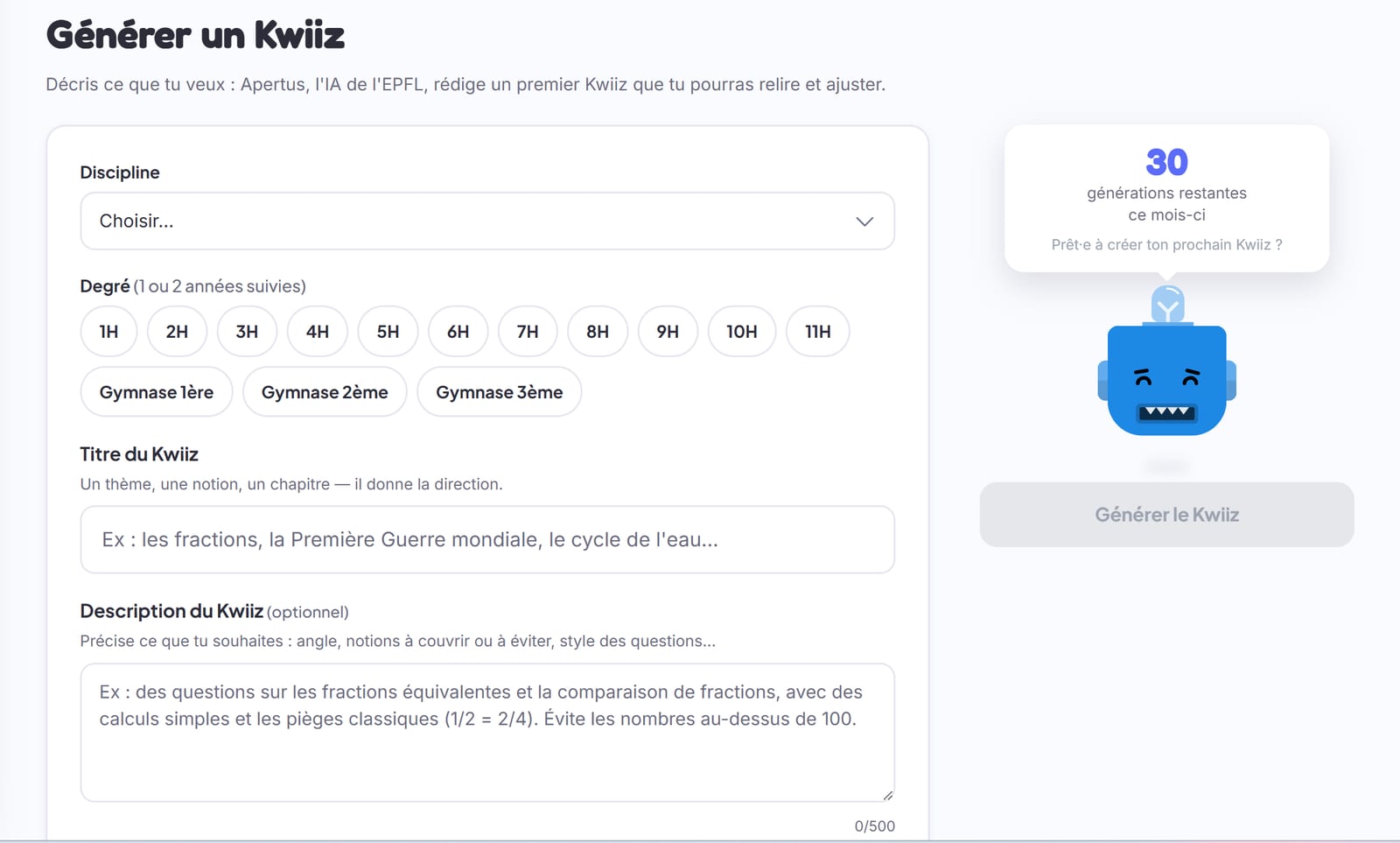 L'assistant de génération par IA de Kwiiz